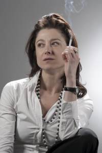 Middle aged woman smoking