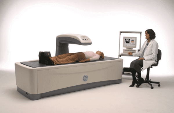 woman getting DXA test