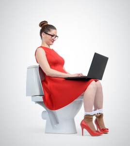 LadyInRedOnToilet