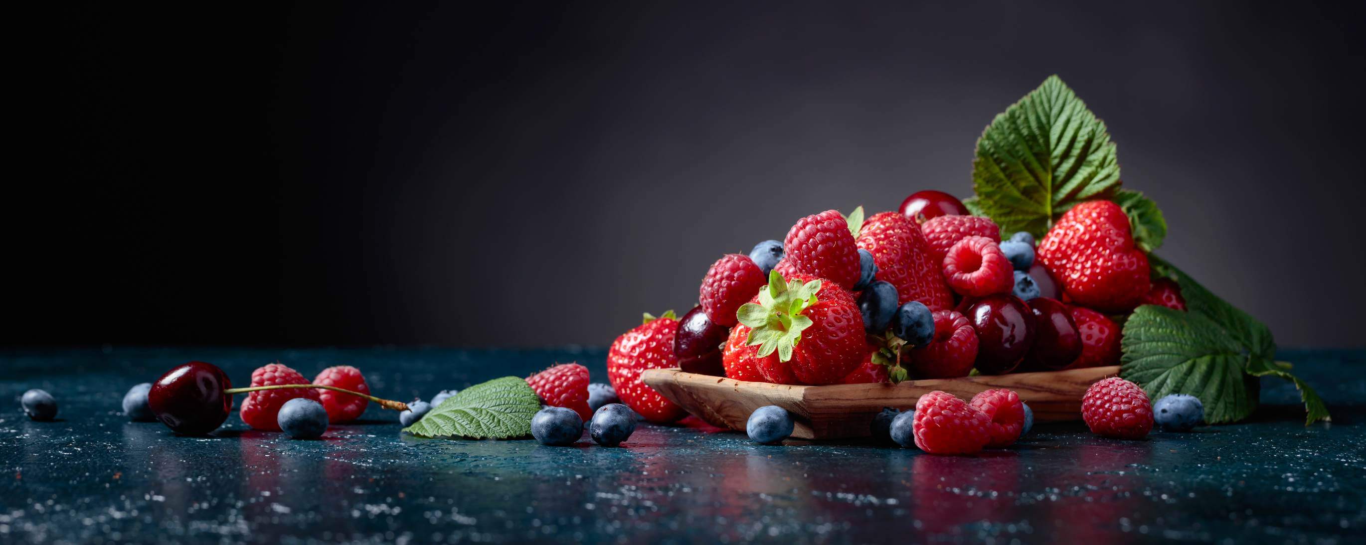 Berries closeup colorful assorted mix